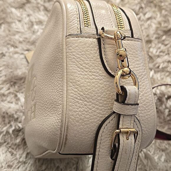 Coach Chalk Crossbody Bag Gold Tone Double Zipper Guitar Strap Womens Purse - Picture 10 of 16